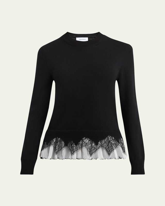 Lace Ruffle Crewneck Sweat
